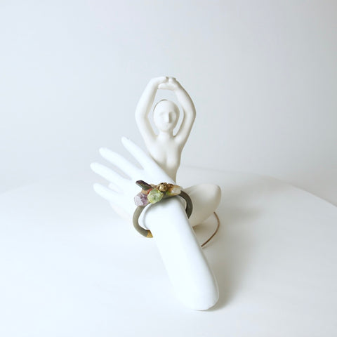 Powerpuff cuff bracelet in khaki