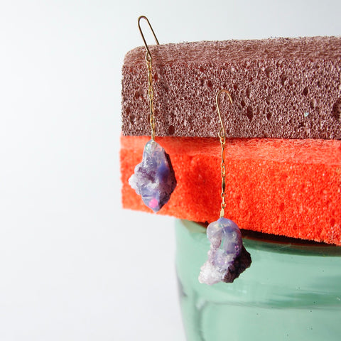Amethyst chain earrings