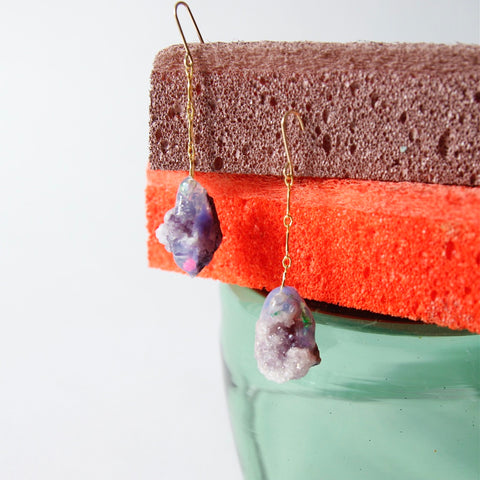 Amethyst chain earrings