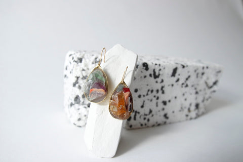 Muted rainbow gem drop earrings