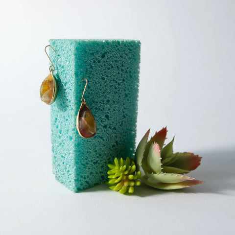 Mustard agate gem drop earrings