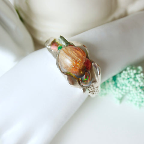 Opal crystal cuff bracelet