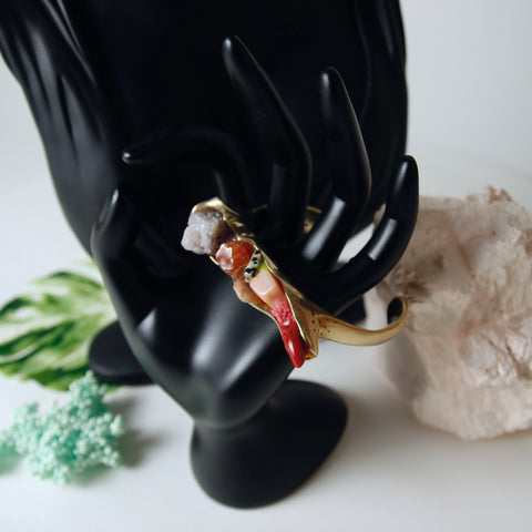 Lavender quartz crystal cuff bracelet