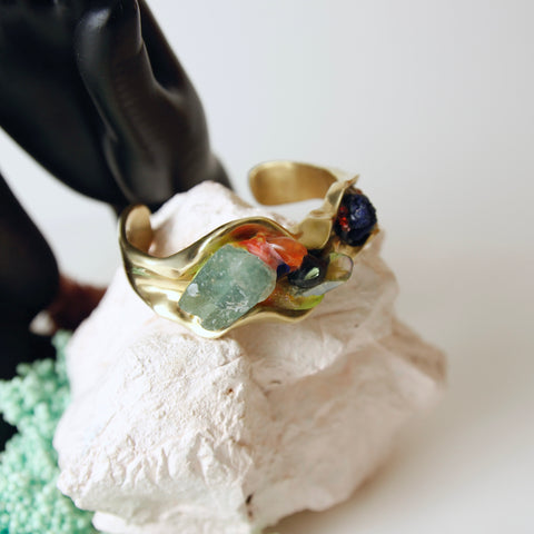 Blue fluorite crystal cuff bracelet