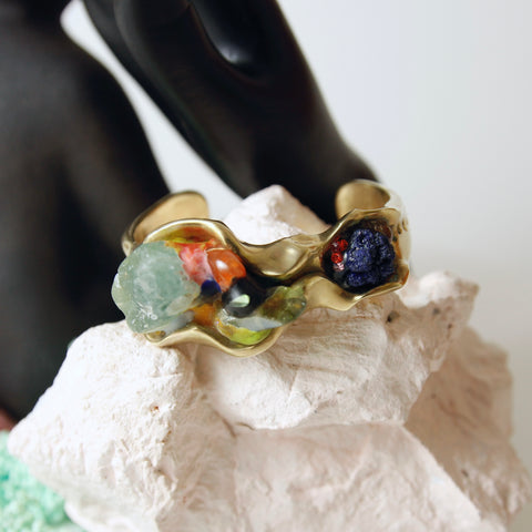 Blue fluorite crystal cuff bracelet