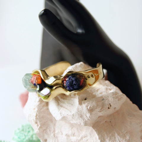 Blue fluorite crystal cuff bracelet