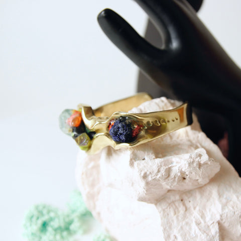 Blue fluorite crystal cuff bracelet