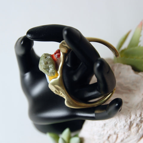 Raw prehnite crystal cuff bracelet