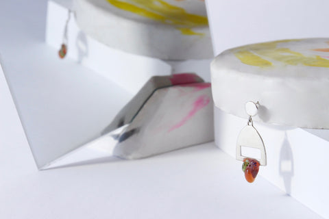 Berry Kiss Earings - Handcrafted Dangling Earrings by Gré with Carnelian