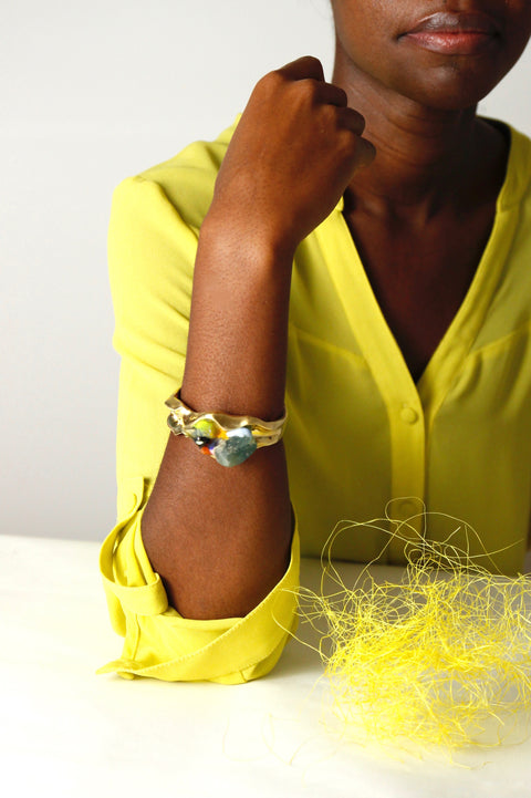 Blue fluorite crystal cuff bracelet
