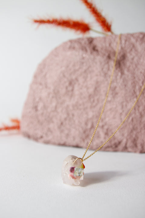 Amulet necklace in cool clarity