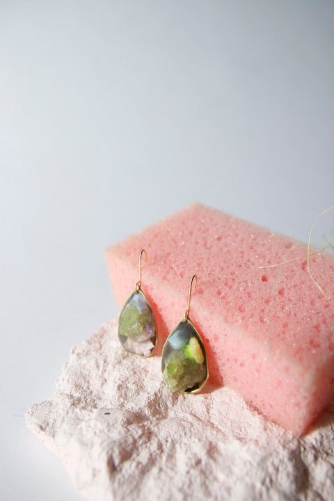Green garnet gem drop earrings