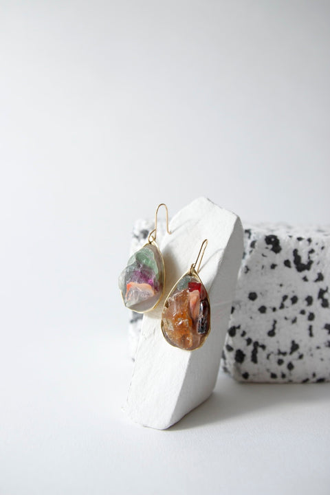Muted rainbow gem drop earrings