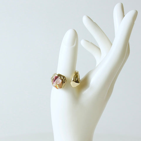 Peach garnet split ring