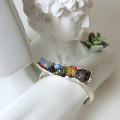 Smoky herkimer crystal cuff bracelet