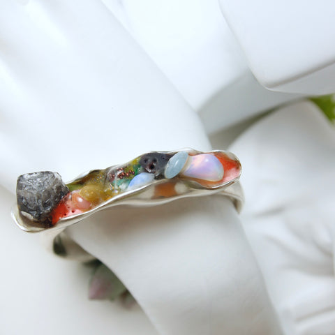 Smoky herkimer crystal cuff bracelet