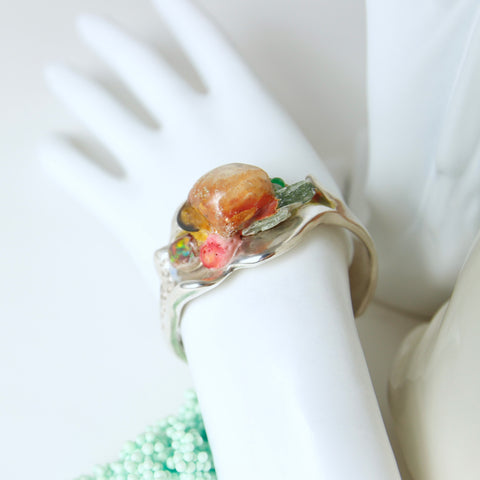 Opal crystal cuff bracelet