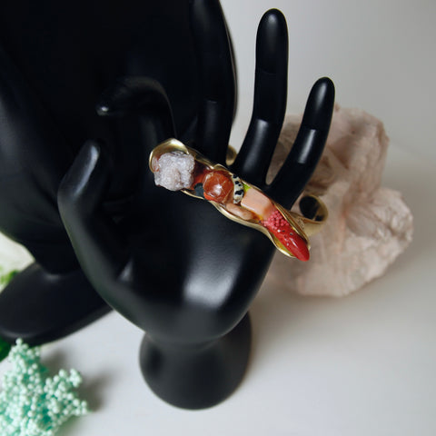 Lavender quartz crystal cuff bracelet