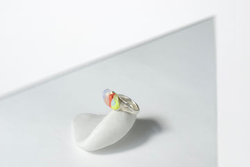 Handcrafted Sterling Silver Ring with Moonstone and Jade by Gré