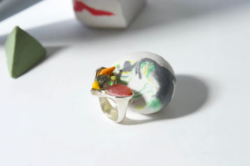 Handcrafted Sterling Silver Ring by Gré with Ruby and Pyrite