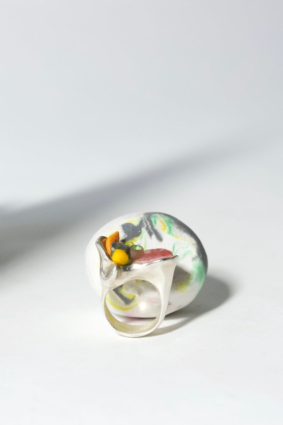 Handcrafted Sterling Silver Ring by Gré with Ruby and Pyrite