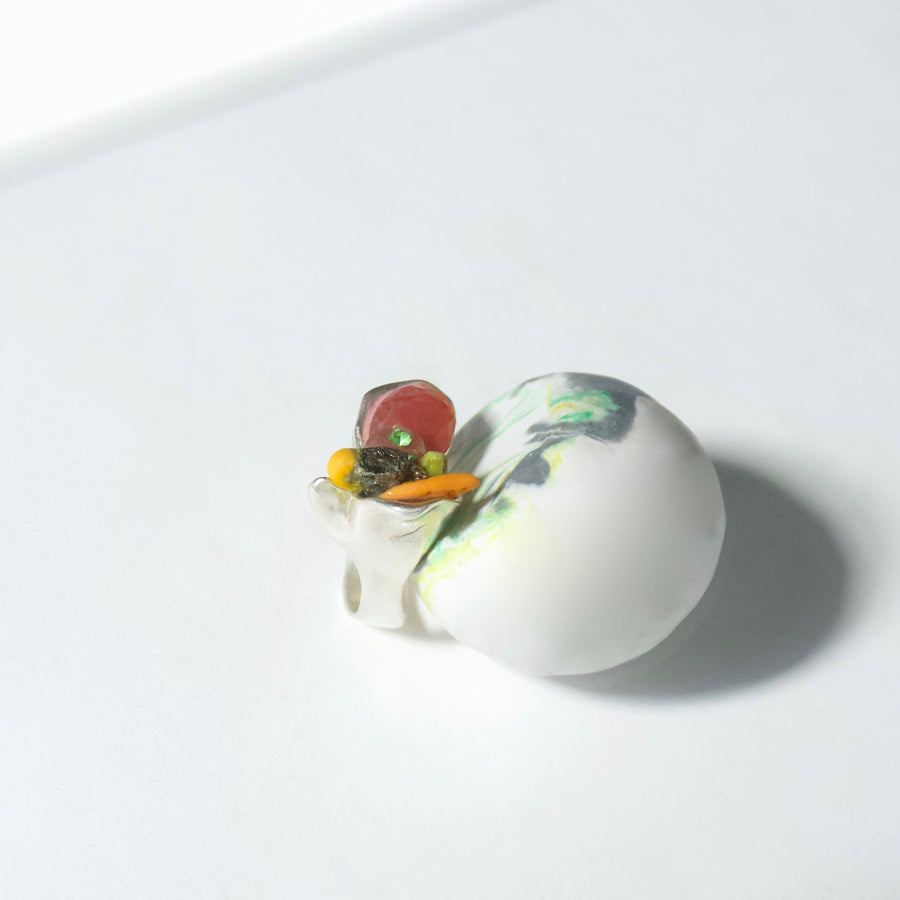 Handcrafted Sterling Silver Ring by Gré with Ruby and Pyrite
