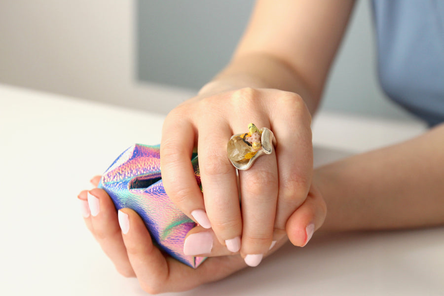 Marbled peach stackable ring