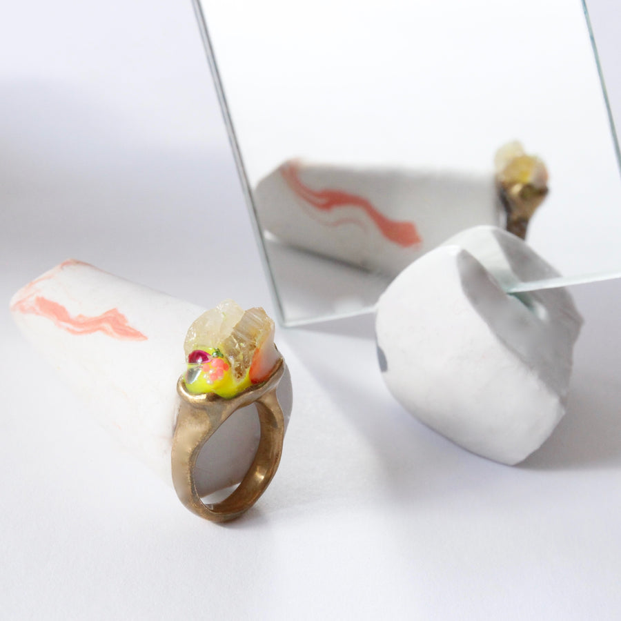 Unique Handcrafted Brass Ring by Gré with Citrine