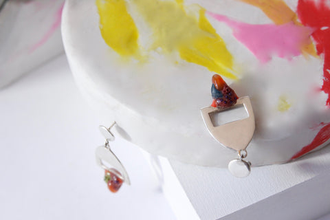 Berry Kiss Earings - Handcrafted Dangling Earrings by Gré with Carnelian