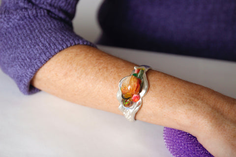 Opal crystal cuff bracelet