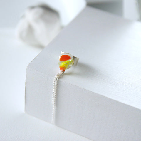 Unique Handcrafted Dangling Ear Cuff by Gré in citrus colours with sterling silver