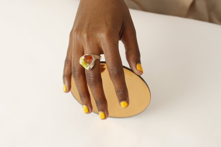 One-of-a-Kind Handcrafted Sterling Silver Ring with Carnelian by Gré