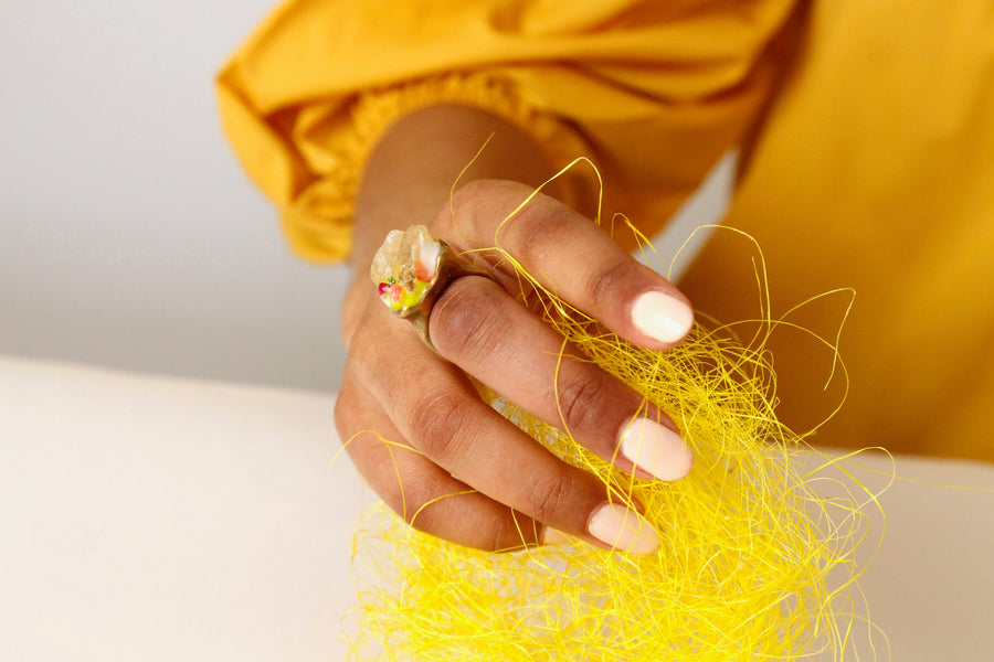 Unique Handcrafted Brass Ring by Gré with Citrine